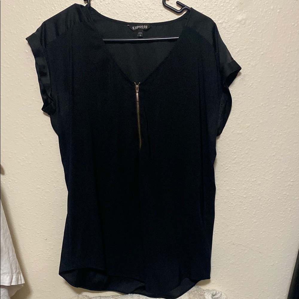 Express Black Blouse with Zipper